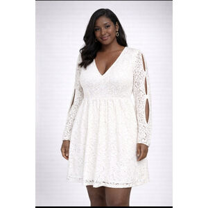 White Lace Long Sleeve Dress – Size XL – Flowy & Feminine